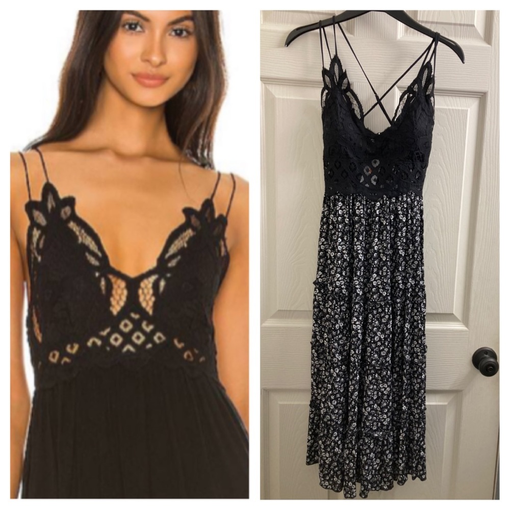 NWT Adella Maxi Bralette Bodice Black Floral Dress
